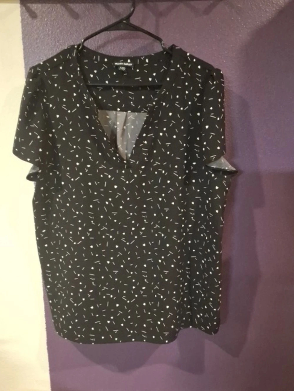 Hilary Radley Abstract Print Blouse in Black & White Size XL